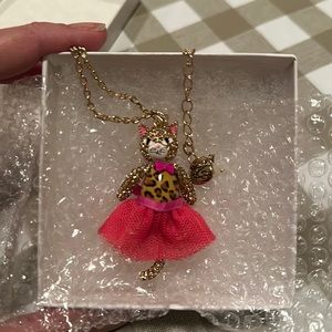 Betsey Johnson Leopard Print Cat Ballerina Necklace Boxed- NWOT $65.